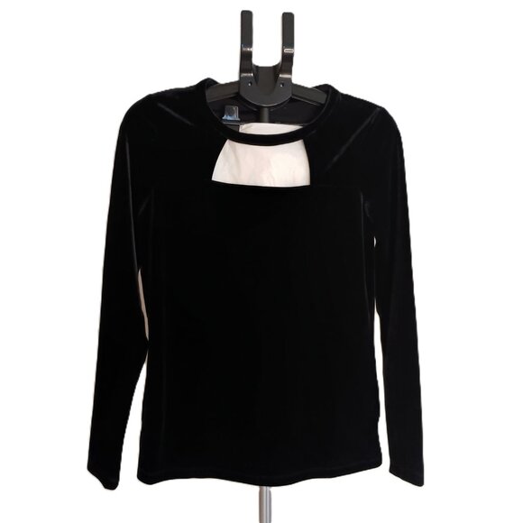 INC International Concepts Black Velvet V-Neck Long Sleeve Top Womens Size M NWT - Picture 2 of 16